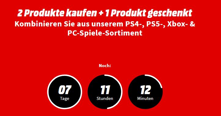 Media Markt: 2 Produkte kaufen + 1 Produkt geschenkt aus dem PS4-, PS5-, Xbox- & PC-Spiele-Sortiment