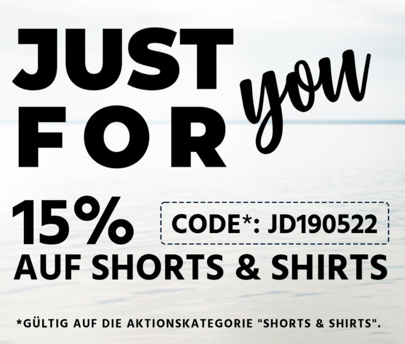 15% Extra Rabatt auf Shorts, Shirts & Tops bei Jeans Direct