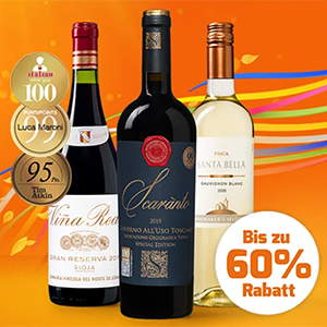 Weinvorteil: Bis zu 60% Rabatt auf ausgewählte Weine + 15€ Extra-Rabatt (ab 60€)