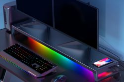 LANQ PC Dock Pro Max Monitorständer mit USB-Ports, Qi Charger und RGB Beleuchtung für 50,99€