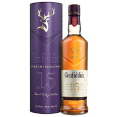 Geschenk für Whisky Fans:  0.7L Glenfiddich 15 Jahre Single Malt Scotch Whisky mit Metallbox für 33,99€
