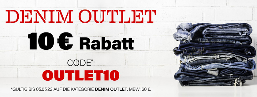 10€ Extra-Rabatt auf das Denim Outlet bei Jeans Direct (MBW: 60€)