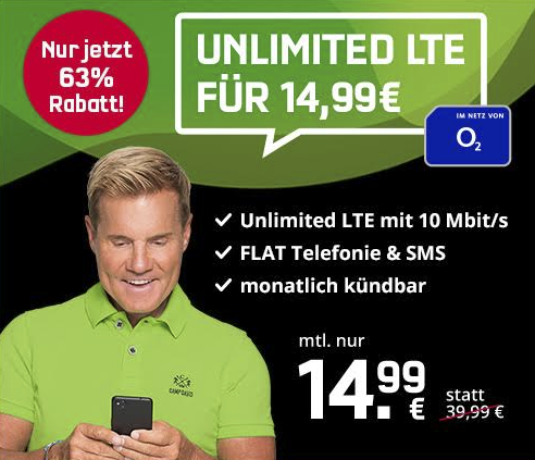 Endet bald: MD o2 Unlimited Smart Allnet-Flat mit unbegrenzt Daten für mtl. 14,99€