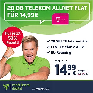Wieder da! MD Telekom Green LTE 20 GB Tarif für nur 14,99 Euro mtl.