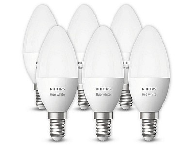 6x Philips Hue LED Kerzenlampe (5,5W, 470lm, warmweiß, E14) für 55,90€ inkl. Versand (statt 69€)