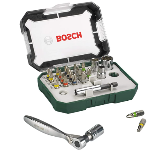 26-teiliges Bosch Schrauberbit- und Ratschen-Set für nur 11,10€ als Prime-Deal (statt 19€)