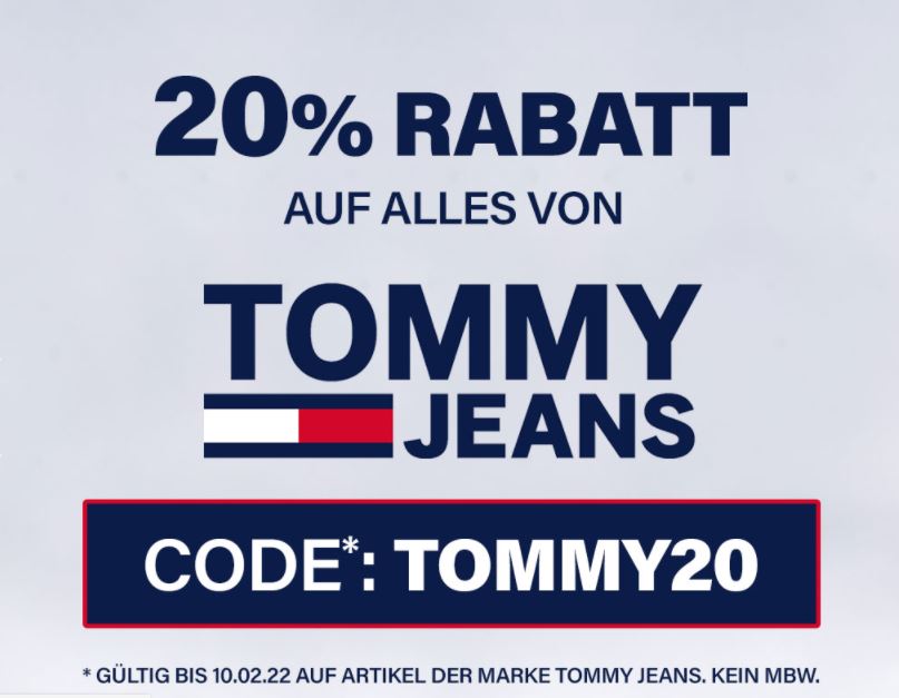 20% Rabatt auf alles von Tommy Jeans bei Jeans-Direct