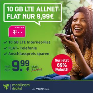 10 GB LTE Telekom Allnet Flat für 9,99€ (Ohne Anschlussgebühr!)
