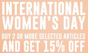 15% Rabatt auf ausgewählte Styles zum internationalen Frauentag im Snipes Onlineshop beim Kauf von zwei oder mehr Artikeln