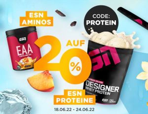 20% Rabatt auf alle Proteine und Aminos von ESN im Fitmart Onlineshop!