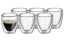 6er-Set WMF Kult doppelwandige Espresso Glas-Tassen 80ml für 22,99€
