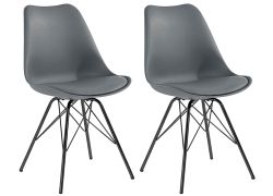 Nur heute: 2er Set byLIVING Esszimmerstühle Usha in grau mit Metallgestell für 79,99€