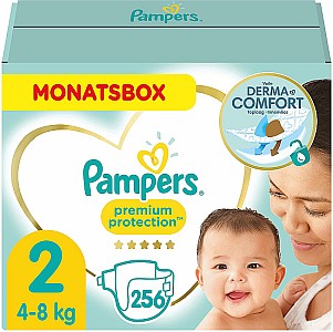 Monatspack Pampers Baby Windeln Premium Protection (Größe 2, 4-8kg, 256 Stück) für 38,80€ inkl. Versand (statt 44€)