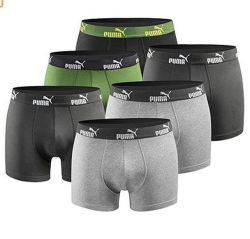 PUMA Herren Boxershorts Green-darkgrey-black (S-XXL) 6er Pack für nur 29,99€ (statt 37,99€)