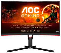 AOC CQ27G3SU/BK 27 Zoll QHD Gaming Monitor (1 ms Reaktionszeit, 165 Hz) für nur 239€ inkl. Versand (statt 300€)