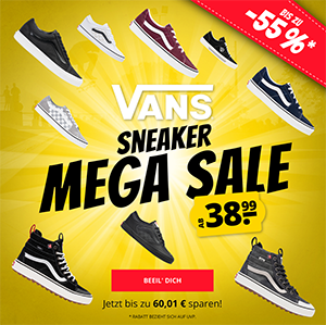 Sportspar: Vans Mega Sale mit bis zu 55% Rabatt + 5€ Gutschein ab 60€