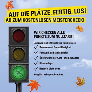 Gratis Meister-Check – Kostenloser Fahrzeug-Check für euren PKW bei Vergölst vom 1. bis 30. September