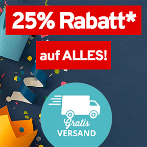 25% Rabatt auf das gesamte Sortiment im Vorteilshop (MBW: 30€) + kostenloser Versand!