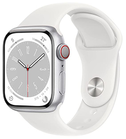 Apple Watch Series 8 Silber Alugehäuse (GPS + Cellular, 41 mm) und weißes Sportarmband für nur 495,14€ (statt 619€)