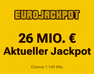 Morgen 2 Felder Eurojackpot (26 Mio.) für 1€ statt 4,60€ spielen (für Lotto24 Neukunden)