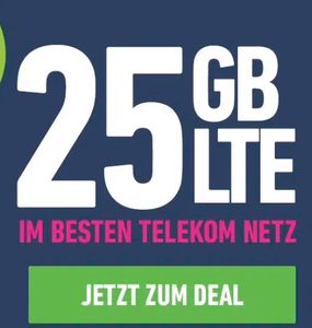 Freenet green Data XL 25GB LTE (Datentarif im Telekomnetz) für 12,99€ mtl.