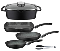 GSW Topf-Set Gourmet Granit (Universalbräter, Bratpfannen 20cm/24cm, Grillpfanne, Grillzange) ab nur 49,99€ inkl. Versand