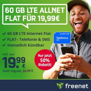 Nur noch heute: 60 GB Telefónica LTE Allnet Flat für nur 19,99€ mtl.