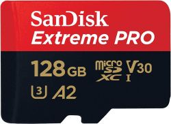 SanDisk 128 GB Extreme PRO microSDXC-Karte + SD-Adapter + RescuePRO Deluxe für 16,99€
