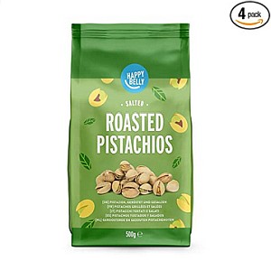 4er Pack Amazon Happy Belly Pistazien (geröstet und gesalzen, 4x 500g) für 29,10€ (statt 39€) – Prime SparAbo