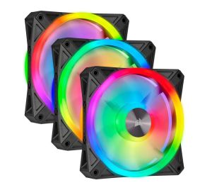 3er Set Corsair iCUE QL120 RGB 120-mm-RGB-LED-PWM-Lüfter mit Lighting Node Core für 88,20€