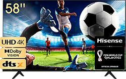 Hisense 58A6FG 4K Ultra HD Smart TV (58 Zoll, HDR, Dolby Vision, Triple Tuner, Frameless, Alexa Built-In, DTS Virtual X) für nur 427,64€ inkl. Versand (statt 630€)