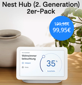 Doppelpack: Google Nest Hub (2. Generation) Smart-Display für nur 99,95€ (statt 120€)