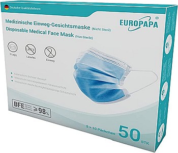 500x Medizinische Masken in blau für 8,49€ (nur 0,02€ pro Stück) (statt 20€)