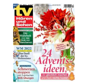 Jahresabo tv Hören und Sehen (52 Ausgaben) für 135,40€ + 130€ Gutschein Prämie