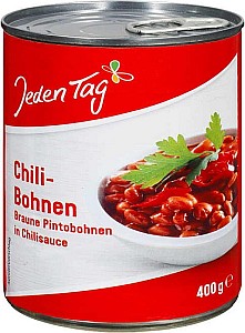 4 Dosen Jeden Tag Chili-Bohnen – Braune Pintobohnen in Chilisauce (4x 400g) für 2,62€ (statt 4€) – Prime SparAbo