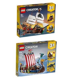 Lego Creator 31109 Piratenschiff und Lego Creator 3-in1-Sets 31132 Wikingerschiff mit Midgardschlange für zusammen nur 152,98€ inkl. Versand