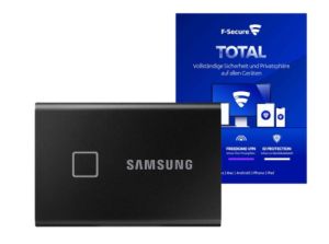 Samsung Portable SSD T7 Touch (1TB, schwarz) inkl. F-Secure Total für nur 113,89€ inkl. Versand