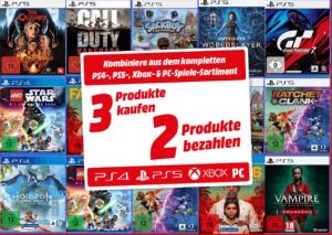 Drei Games zum Preis von zwei beim Media Markt (z. B. Playstation 4 oder Playstation 5)!
