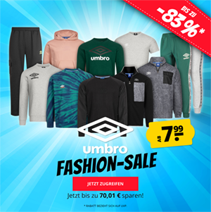 Umbro Fashion Sale bei SportSpar mit bis zu 86% Rabatt + 10% Extra-Rabatt