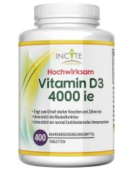 Incite Nutrition Vitamin D3 (4000 IE, 400 Tabletten) für nur 8,99€ (statt 9,99€) im Spar Abo