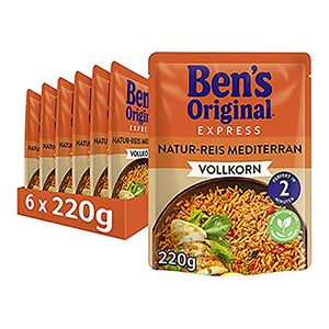 Wieder da: 6 x 220g Ben’s Original Express-Reis Naturreis Mediterran ab nur 8,06€ im Prime Spar-Abo