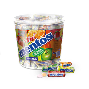 Mentos Mini Fruit Mix Eimer (120x 5 Frucht-Dragees) ab nur 11,99€ (Prime Spar-Abo)