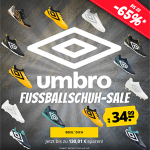 Großer Umbro Fußballschuh-Sale bei SportSpar bis zu 65% Rabatt – bereits ab 34,99€