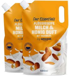 Nochmal günstiger: 2x Amazon Flüssigseife (500 ml) – z.B. Milch & Honig ab nur 0,91€ im Spar-Abo