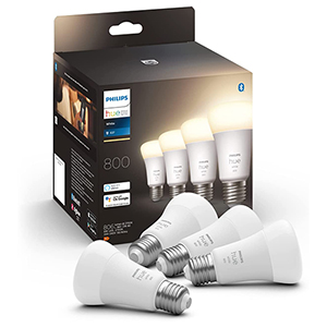 4er-Pack Philips Hue White E27 Leuchtmittel (800lm, warmweiß, dimmbar, App & Alexa) für 29,99€ (statt 44€)