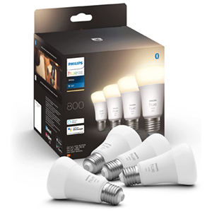 4er-Pack Philips Hue White E27 Leuchtmittel (800lm, warmweiß, dimmbar, App & Alexa) für 34,95€ (statt 41,50€)
