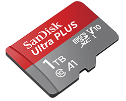 SanDisk microSDXC Ultra PLUS A1 UHS-I Speicherkarte (1TB, Class10, 160MB/s) für nur 88€ inkl. Versand (statt 120€)
