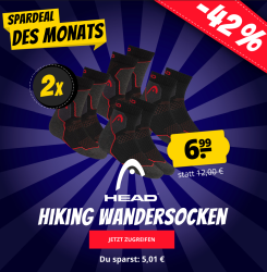 HEAD Unisex Hiking Crew Wandersocken 2er Pack für 10,94€ (statt 14,48€)