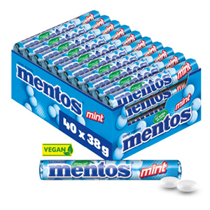 Mentos Mint Kaubonbons Pfefferminz-Geschmack Multipack (40 Rollen à 38g) für 16,14€ (statt 20,25€) – Prime Spar-Abo