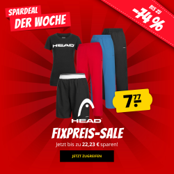 Alles für 7,77€ zzgl. Versand im Head Fixpreis-Sale auf SportSpar